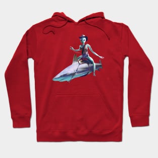 Cowboy Alien Riding Shark Hoodie